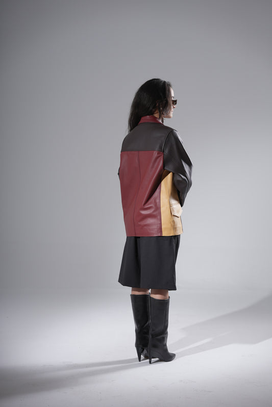 Contrast Leather Jacket