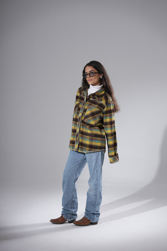 Embellished Plaid Flannel Shirt