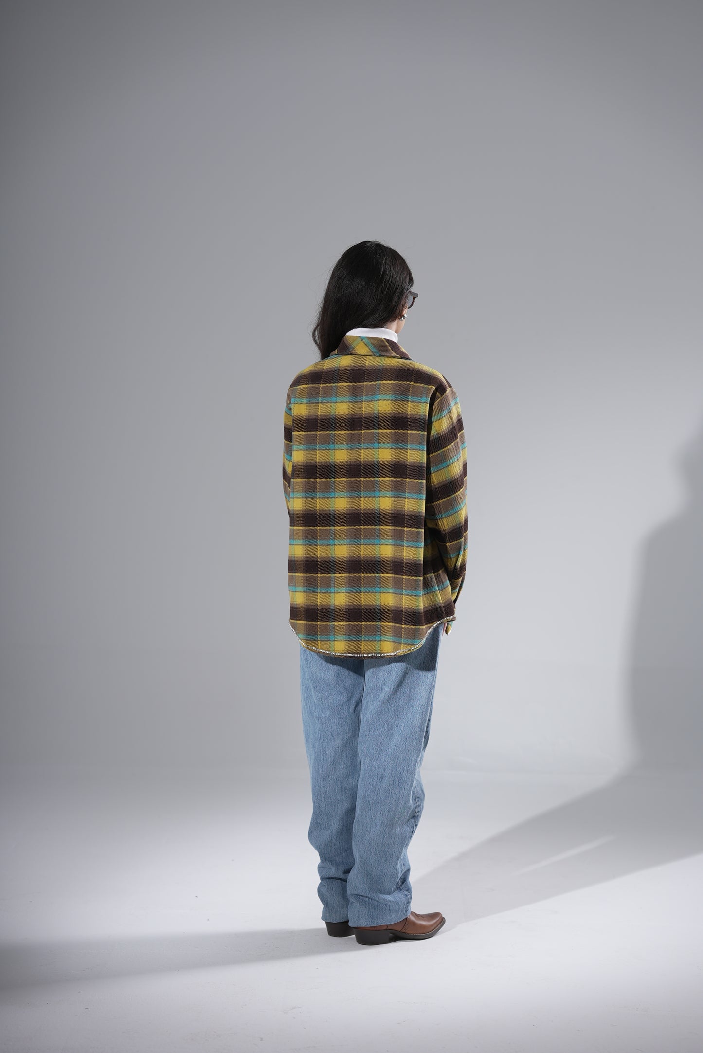 Embellished Plaid Flannel Shirt