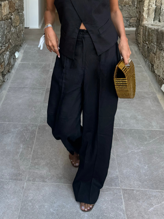 Moni Linen Pants (Black)