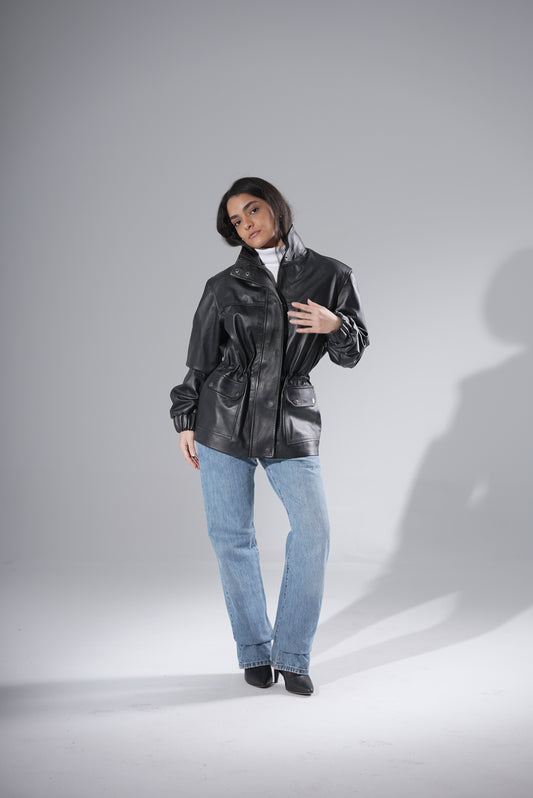 Raye Leather Jacket - Black