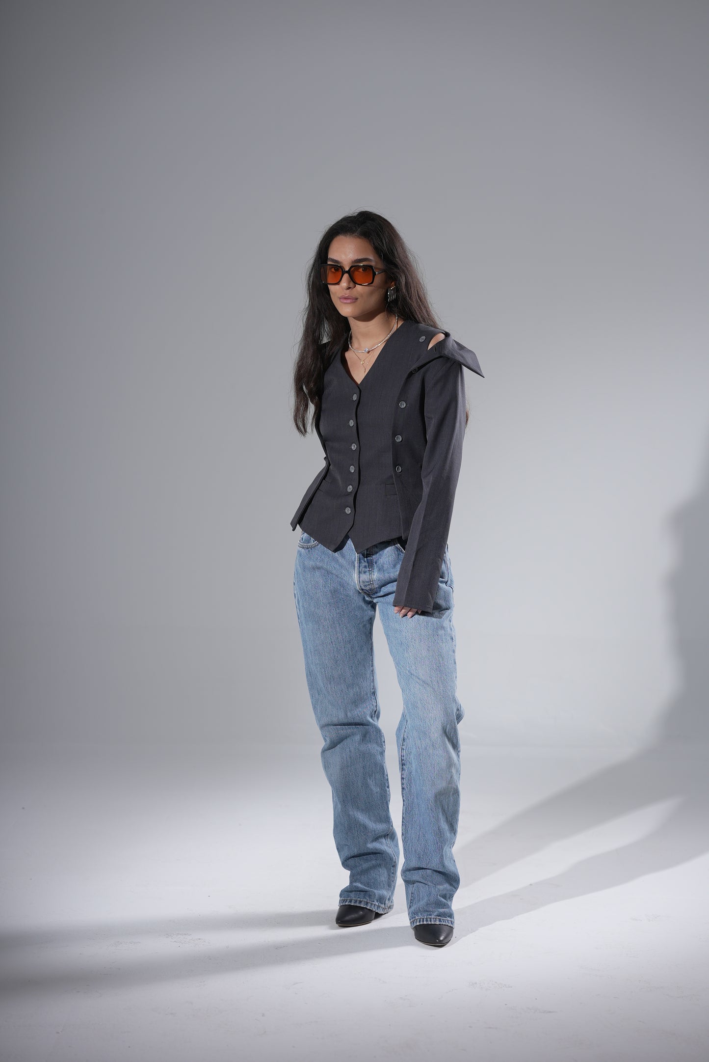 2-in-1 Deconstructed Blazer - Dark Grey