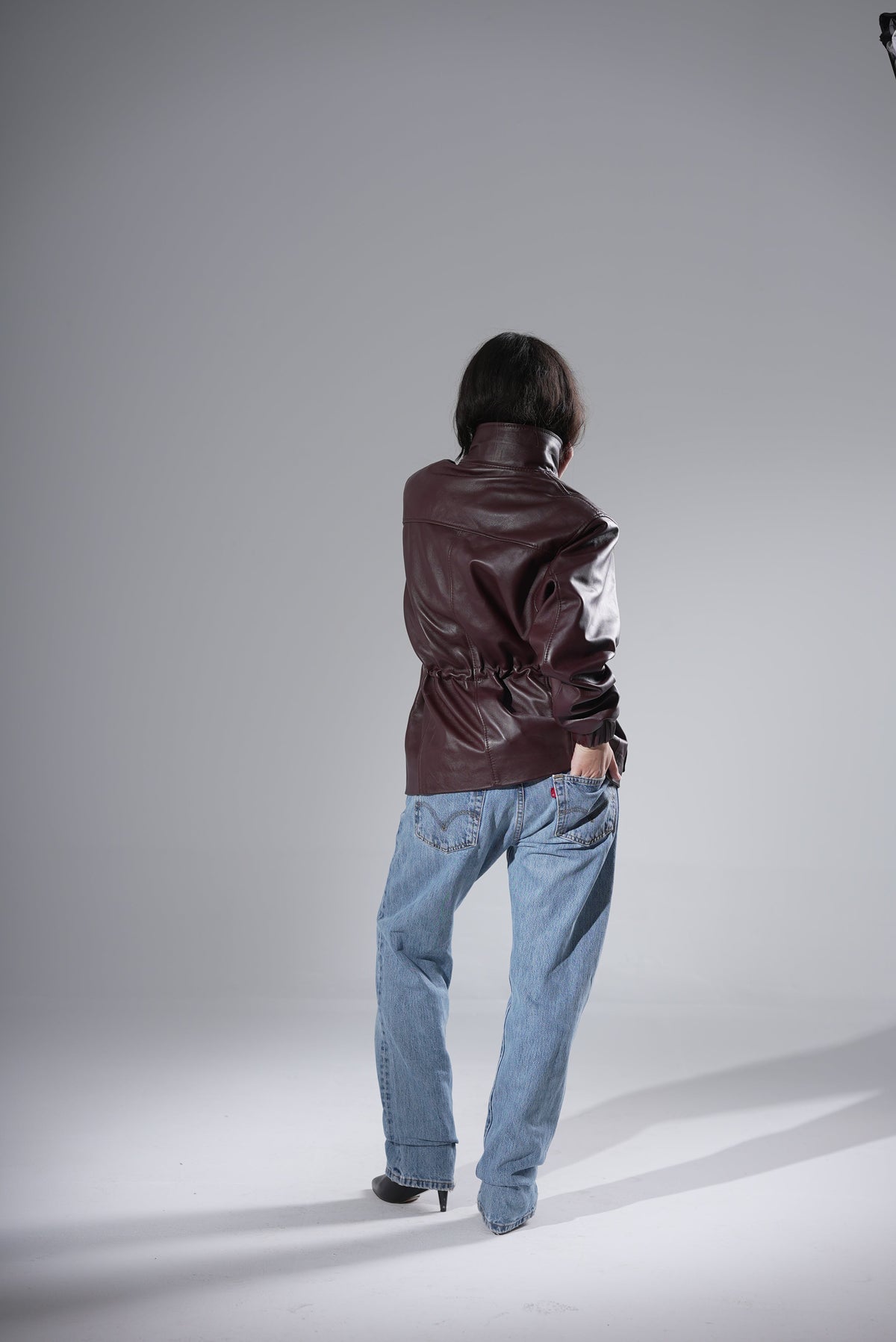Raye Leather Jacket - Burgundy