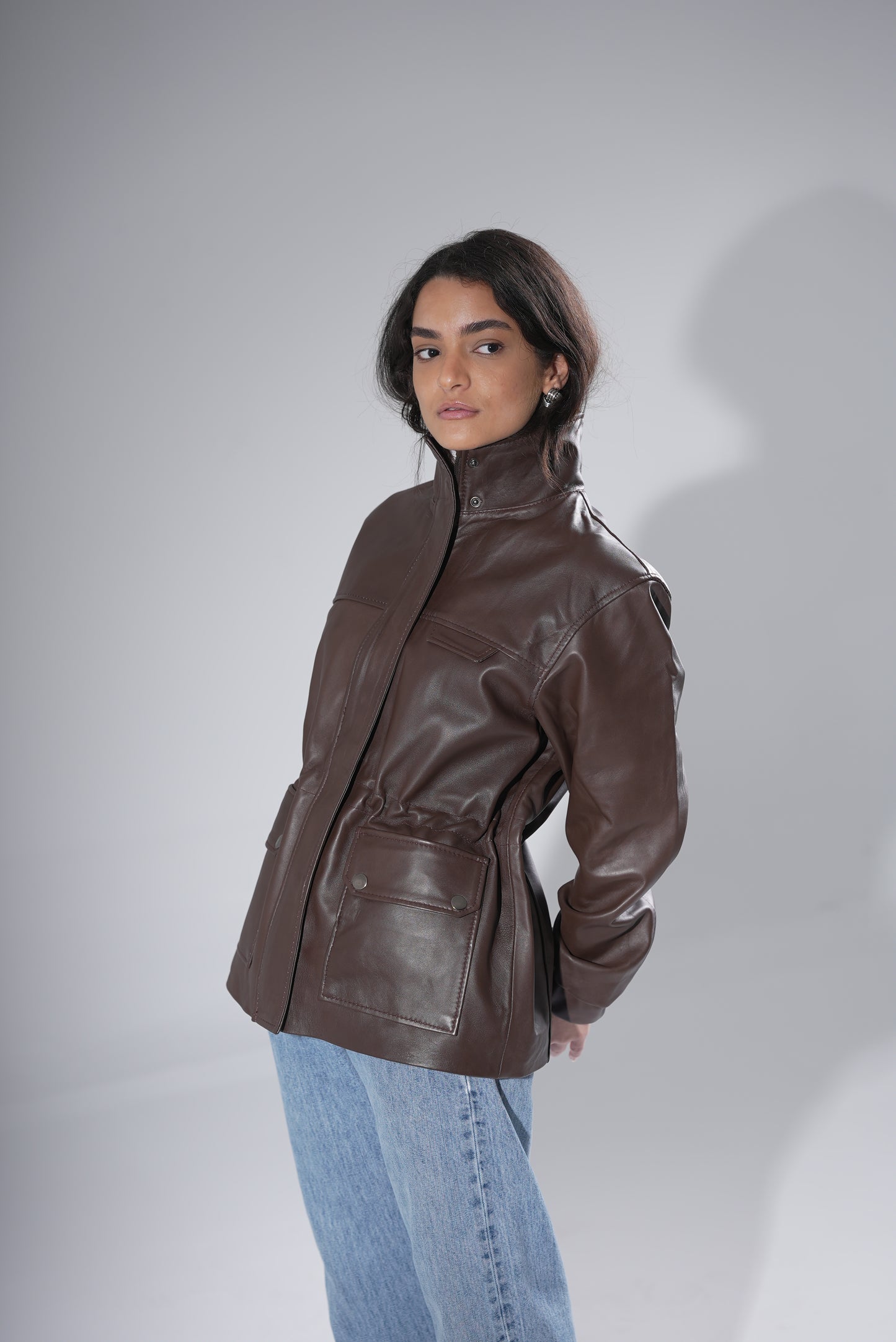 Raye Leather Jacket - Brown
