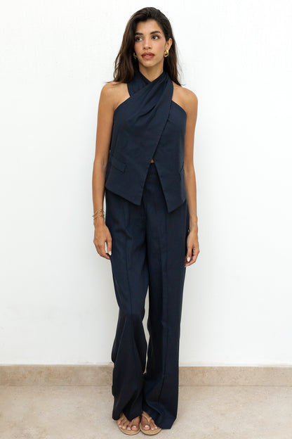 Moni Linen Set (Navy Blue)