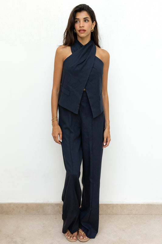 Moni Linen Set (Navy Blue)