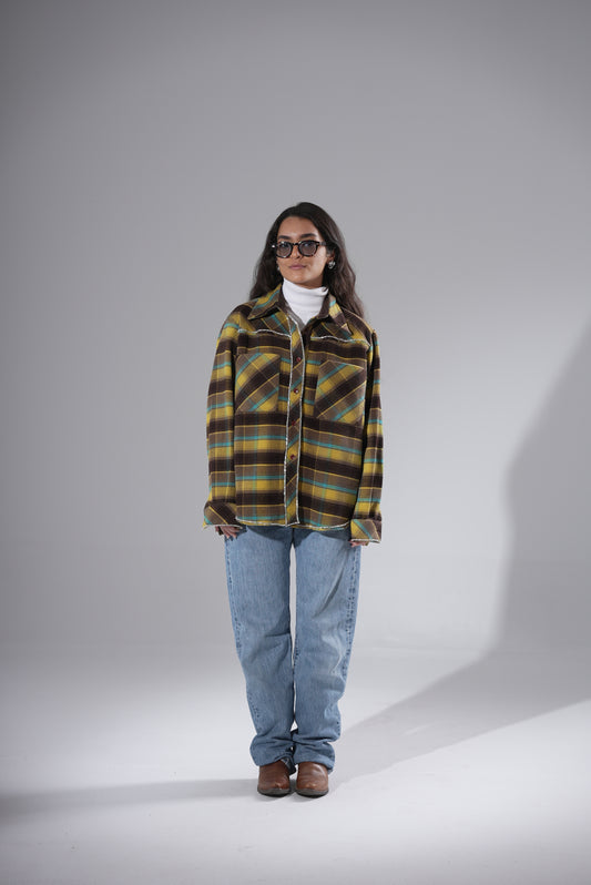 Embellished Plaid Flannel Shirt