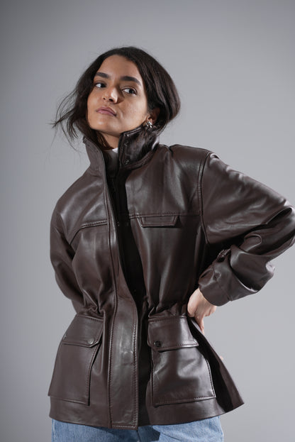 Raye Leather Jacket - Brown
