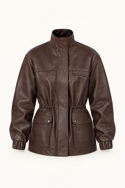 raye brown jacket, product-only front view