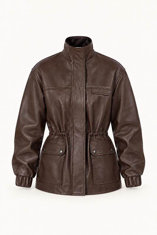 raye brown jacket, product-only front view